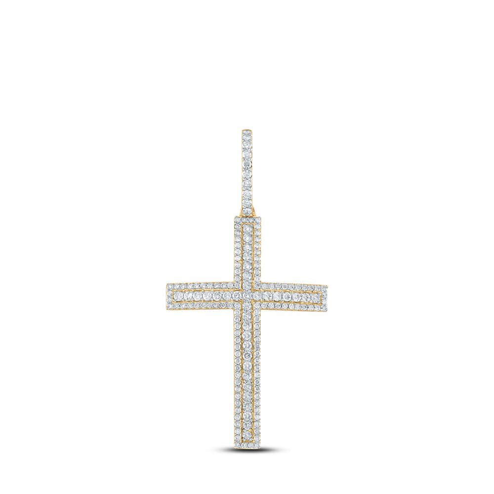 10kt Yellow Gold Men's Diamond Cross Charm Pendant - 4 Cttw | Splendid Jewellery - Splendid Jewellery