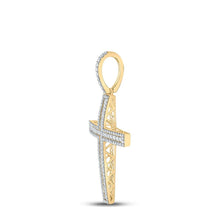 Load image into Gallery viewer, 10kt Yellow Gold Men's Diamond Cross Charm Pendant - 4 Cttw | Splendid Jewellery - Splendid Jewellery