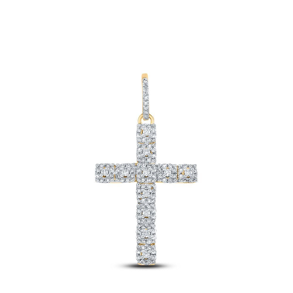 10kt Yellow Gold Men's Diamond Cross Charm Pendant - 5/8 Ct.t.w. - Splendid Jewellery