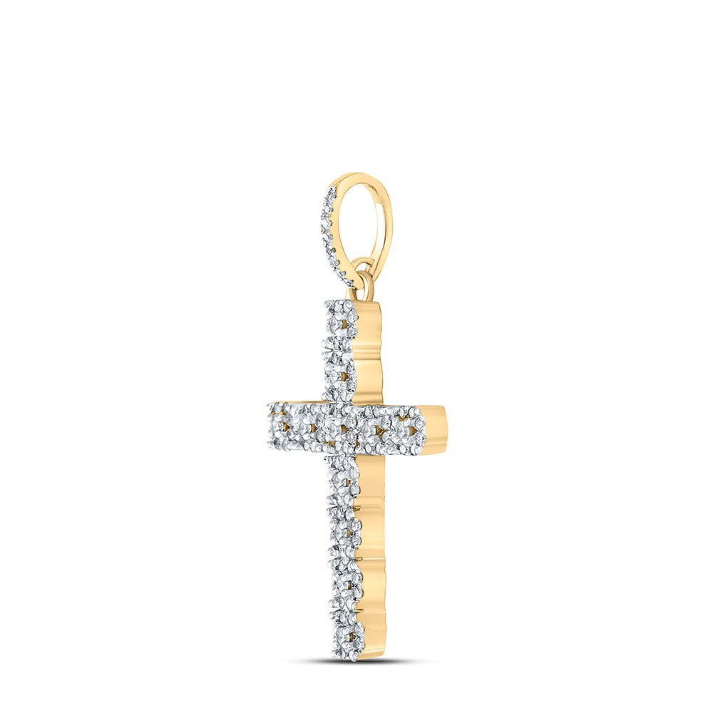 10kt Yellow Gold Men's Diamond Cross Charm Pendant - 5/8 Ct.t.w. - Splendid Jewellery