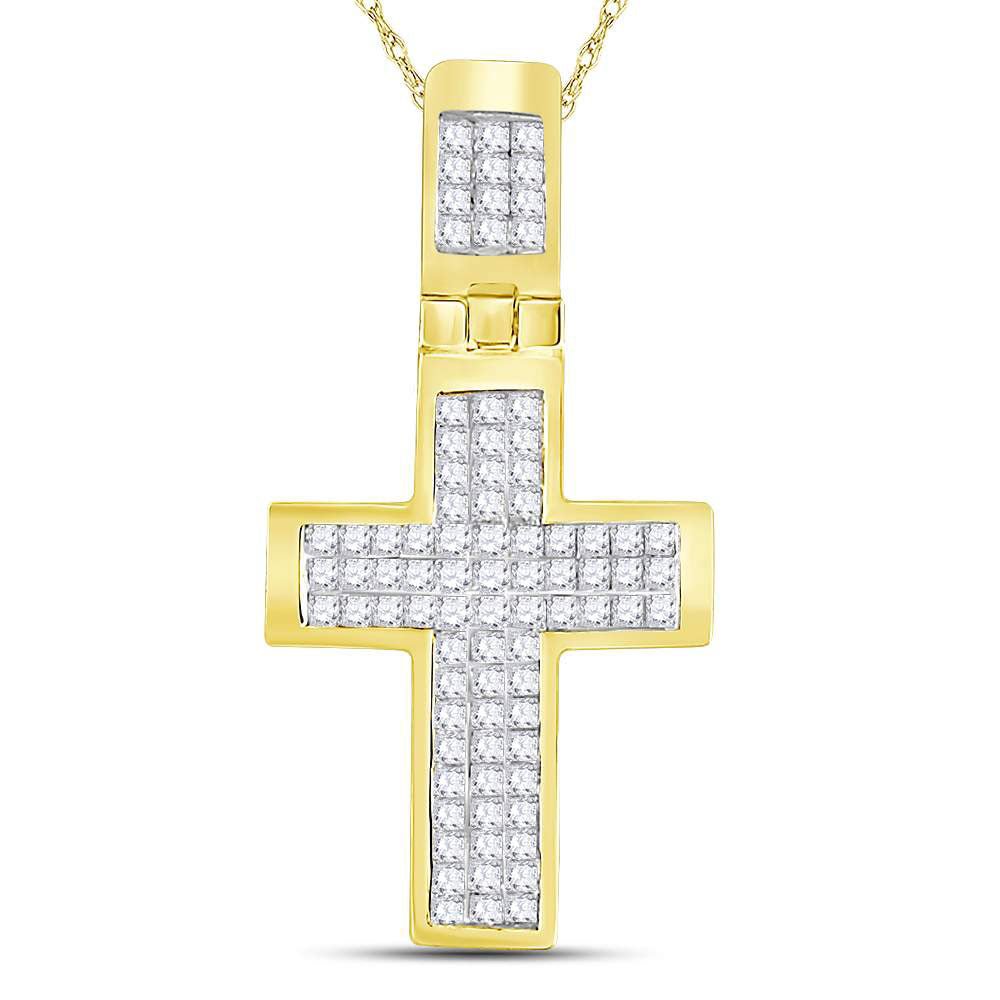 10kt Yellow Gold Men's Diamond Cross Charm Pendant - 5/8 Cttw - Splendid Jewellery