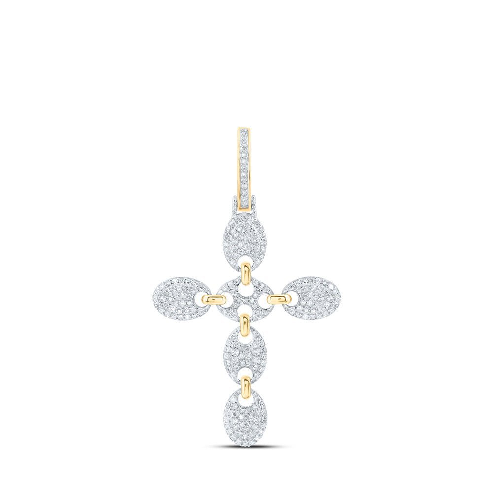 10kt Yellow Gold Men's Diamond Cross Charm Pendant - 5/8 Cttw - Splendid Jewellery