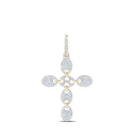 10kt Yellow Gold Men's Diamond Cross Charm Pendant - 5/8 Cttw - Splendid Jewellery