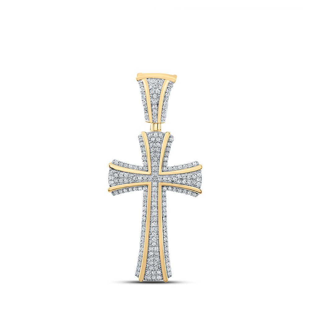 10kt Yellow Gold Men's Diamond Cross Charm Pendant - Dazzling 1/2 Cttw Sparkler - Splendid Jewellery