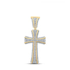 10kt Yellow Gold Men's Diamond Cross Charm Pendant - Dazzling 1/2 Cttw Sparkler - Splendid Jewellery