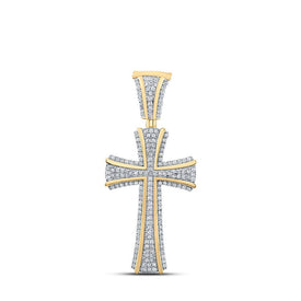 10kt Yellow Gold Men's Diamond Cross Charm Pendant - Dazzling 1/2 Cttw Sparkler - Splendid Jewellery