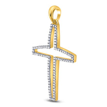 Load image into Gallery viewer, 10kt Yellow Gold Men&#39;s Diamond Cross Outline Charm Pendant - Captivating Elegance  Side View from Splendid Jewellery