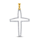 10kt Yellow Gold Men's Diamond Cross Outline Charm Pendant - Captivating Elegance  Top View from Splendid Jewellery