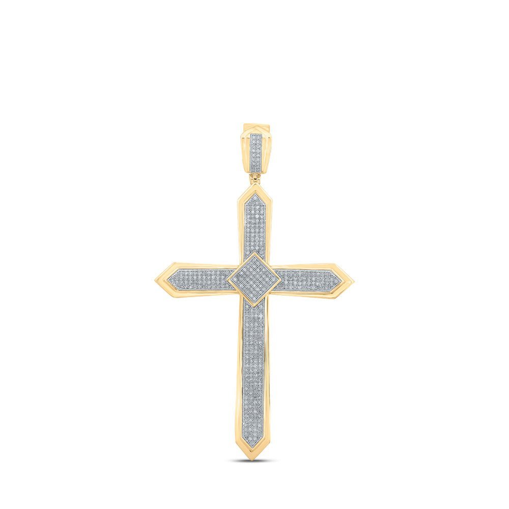 10kt Yellow Gold Men's Diamond Cross Pendant - 1 Cttw | Splendid Jewellery - Splendid Jewellery