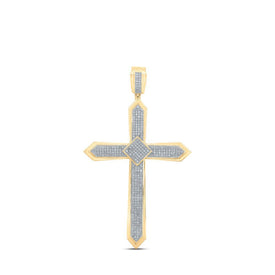 10kt Yellow Gold Men's Diamond Cross Pendant - 1 Cttw | Splendid Jewellery - Splendid Jewellery