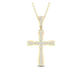 10kt Yellow Gold Men's Diamond Cross Pendant - 1/2 Cttw - Splendid Jewellery