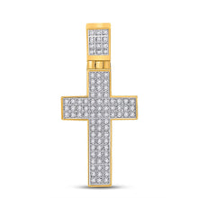 Load image into Gallery viewer, 10kt Yellow Gold Men&#39;s Diamond Cross Pendant - 1/4 Cttw Top view from the 10Kt Yellow Gold Mens Round Diamond Cross Charm Pendant 1 4 Cttwpin222183 collection by Splendid Jewellery