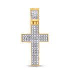 10kt Yellow Gold Men's Diamond Cross Pendant - 1/4 Cttw Top view from the 10Kt Yellow Gold Mens Round Diamond Cross Charm Pendant 1 4 Cttwpin222183 collection by Splendid Jewellery