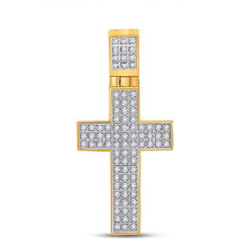 10kt Yellow Gold Men's Diamond Cross Pendant - 1/4 Cttw Top view from the 10Kt Yellow Gold Mens Round Diamond Cross Charm Pendant 1 4 Cttwpin222183 collection by Splendid Jewellery