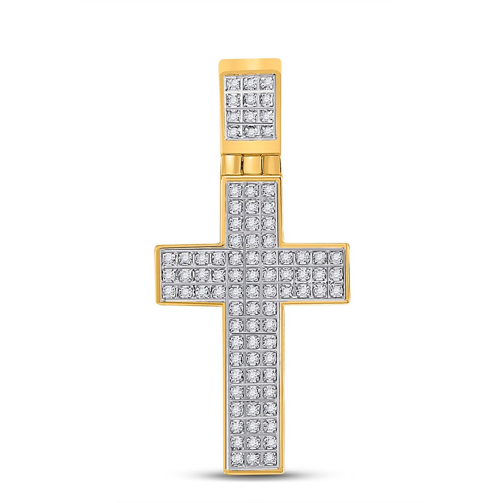 10kt Yellow Gold Men's Diamond Cross Pendant - 1/4 Cttw - Splendid Jewellery