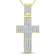 Load image into Gallery viewer, 10kt Yellow Gold Men&#39;s Diamond Cross Pendant - 1/4 Cttw Side view from the 10Kt Yellow Gold Mens Round Diamond Cross Charm Pendant 1 4 Cttwpin222183 collection by Splendid Jewellery