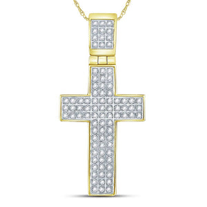 10kt Yellow Gold Men's Diamond Cross Pendant - 1/4 Cttw - Splendid Jewellery