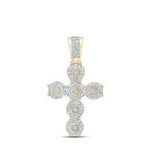 Load image into Gallery viewer, 10kt Yellow Gold Men's Diamond Cross Pendant - 1/4 Cttw, Round Cut - Splendid Jewellery
