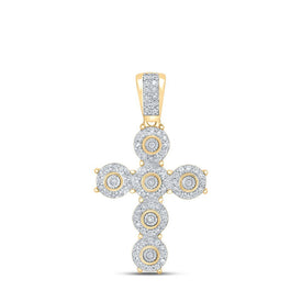 10kt Yellow Gold Men's Diamond Cross Pendant - 1/4 Cttw, Round Cut - Splendid Jewellery