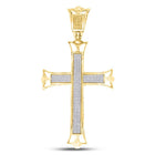 10kt Yellow Gold Men's Diamond Cross Pendant - Exquisite Charm with 1 Ct.t.w. Round Diamond - Splendid Jewellery