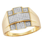 10kt Yellow Gold Men's Diamond Cross Ring - A Dazzling Symbol of Faith and Style - Splendid Jewellery
