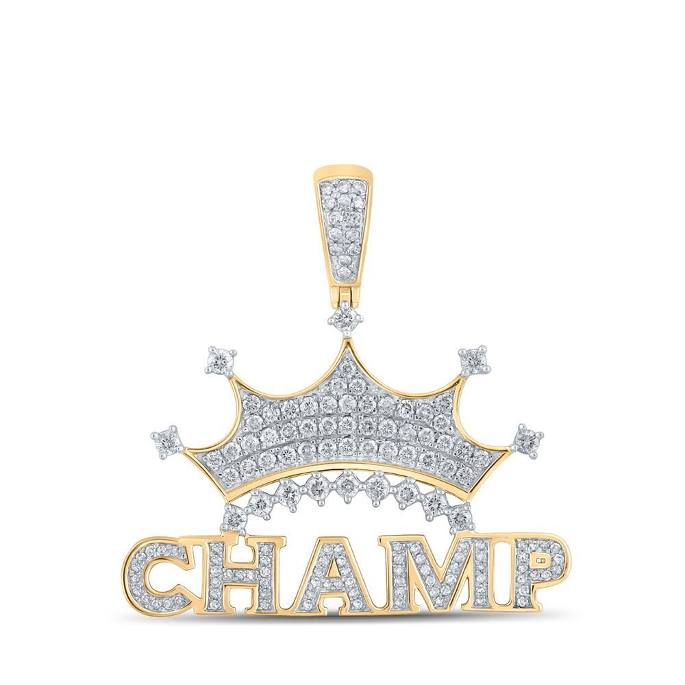 10kt Yellow Gold Men's Diamond Crown Charm Pendant - 1 - 1/4 Cttw | Splendid Jewellery - Splendid Jewellery