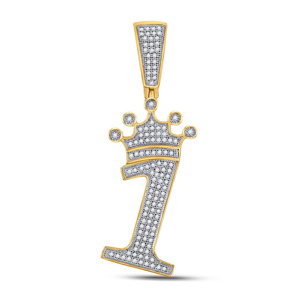 10kt Yellow Gold Men's Diamond Crown Charm Pendant - 1/3 Cttw - Splendid Jewellery
