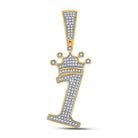 10kt Yellow Gold Men's Diamond Crown Charm Pendant - 1/3 Cttw - Splendid Jewellery