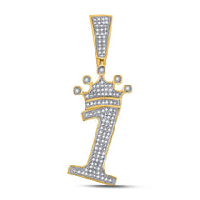 Load image into Gallery viewer, 10kt Yellow Gold Men's Diamond Crown Charm Pendant - 1/3 Cttw - Splendid Jewellery