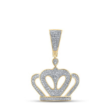Load image into Gallery viewer, 10kt Yellow Gold Men's Diamond Crown Charm Pendant - Regal Elegance in Gold and Diamonds - Splendid Jewellery