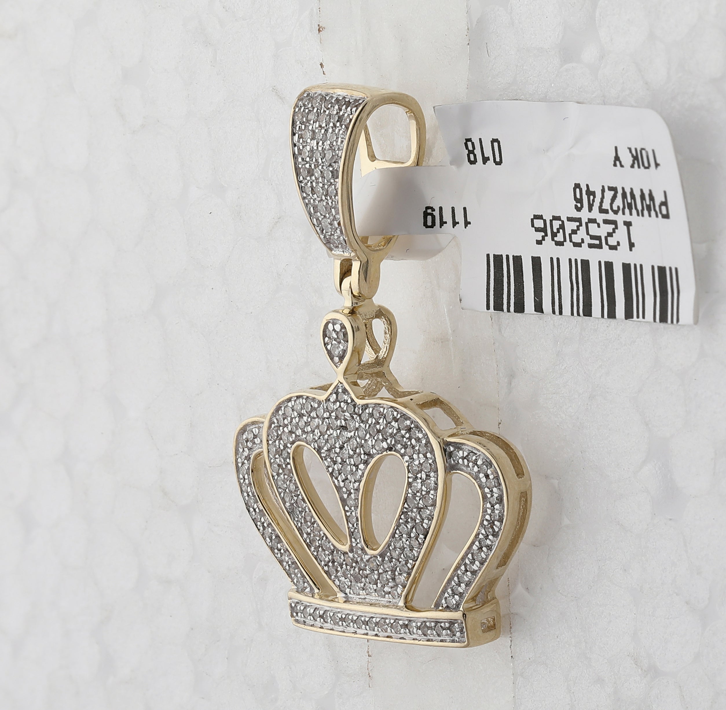 10kt Yellow Gold Men's Diamond Crown Charm Pendant - Regal Elegance in Gold and Diamonds - Splendid Jewellery