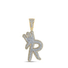 10kt Yellow Gold Men's Diamond Crown Letter Charm Pendant - 1 - 1/4 Cttw - Splendid Jewellery