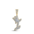 10kt Yellow Gold Men's Diamond Crown Letter Charm Pendant - 1 Cttw - Splendid Jewellery