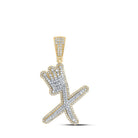 10kt Yellow Gold Men's Diamond Crown Letter Pendant - 1 - 1/5 Cttw - Splendid Jewellery