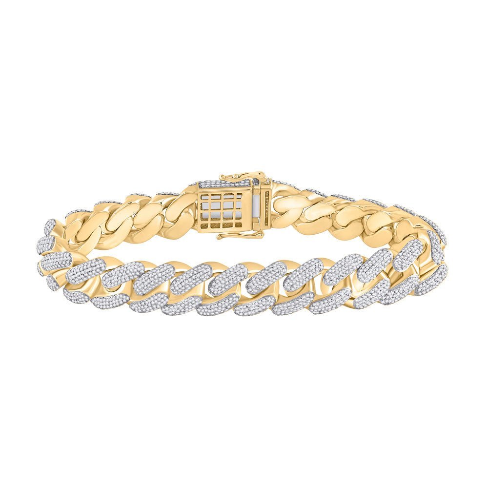 10kt Yellow Gold Men's Diamond Cuban Fashion Bracelet - 9 Cttw | Splendid Jewellery - Splendid Jewellery