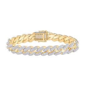 10kt Yellow Gold Men's Diamond Cuban Fashion Bracelet - 9 Cttw | Splendid Jewellery - Splendid Jewellery