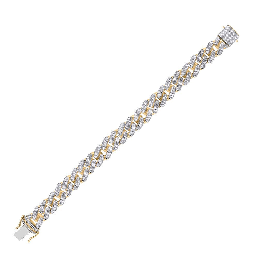 10kt Yellow Gold Men's Diamond Cuban Fashion Bracelet - 9 Cttw | Splendid Jewellery - Splendid Jewellery