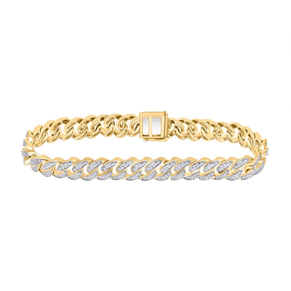 10kt Yellow Gold Men's Diamond Cuban Link Bracelet - 2 Cttw | Splendid Jewellery - Splendid Jewellery