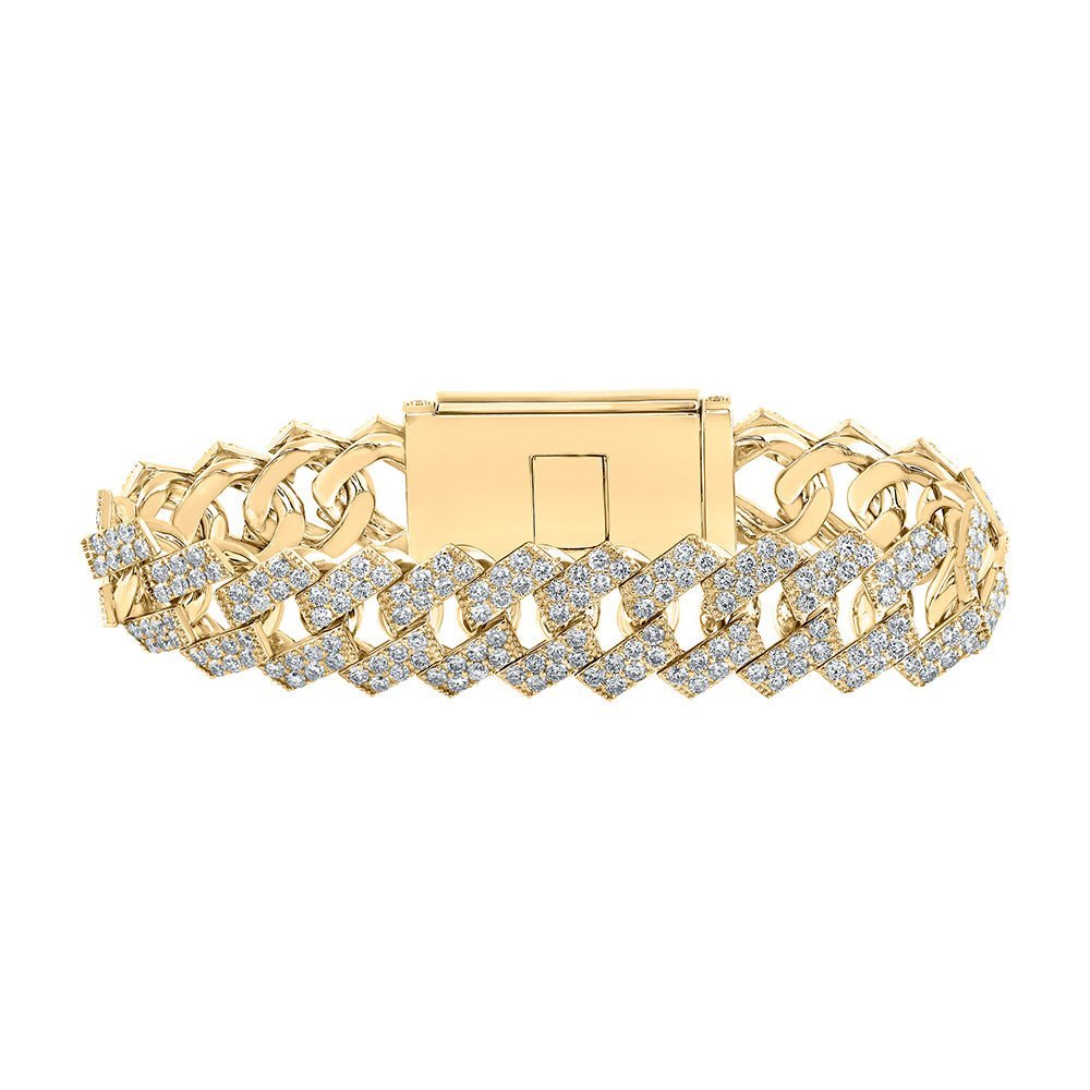 10kt Yellow Gold Men's Diamond Cuban Link Bracelet - 20 - 1/4 Ct.t.w. - Splendid Jewellery