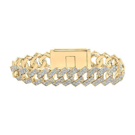 10kt Yellow Gold Men's Diamond Cuban Link Bracelet - 20 - 1/4 Ct.t.w. - Splendid Jewellery
