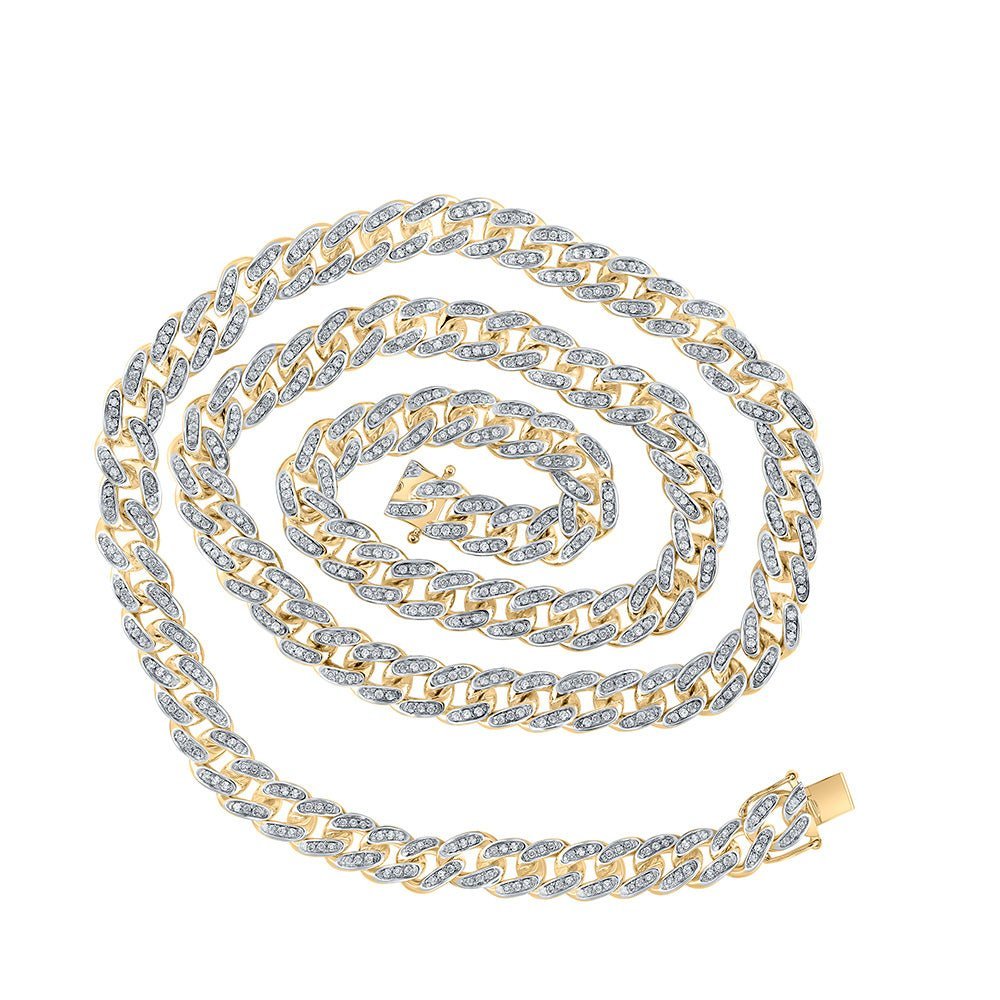 10kt Yellow Gold Men's Diamond Cuban Link Chain Necklace - 4 - 3/4 Cttw - Splendid Jewellery
