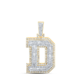 10kt Yellow Gold Men's Diamond D Initial Letter Charm Pendant - 1 Cttw - Splendid Jewellery - Splendid Jewellery