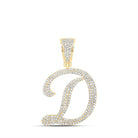 10kt Yellow Gold Men's Diamond D Initial Letter Charm Pendant - 1 Cttw | Splendid Jewellery - Splendid Jewellery