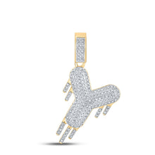 Load image into Gallery viewer, 10kt Yellow Gold Men&#39;s Diamond Drip Y Letter Charm Pendant - A Captivating Statement Piece product  Top View from Splendid Jewellery