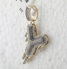 10kt Yellow Gold Men's Diamond Drip Y Letter Charm Pendant - A Captivating Statement Piece product Side View from Splendid Jewellery