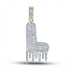 10kt Yellow Gold Men's Diamond Dripping L Letter Charm Pendant - 1/2 Cttw - Splendid Jewellery