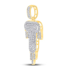Load image into Gallery viewer, 10kt Yellow Gold Men&#39;s Diamond Dripping Letter Charm Pendant - 1/2 Cttw product Side View from Splendid Jewellery