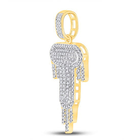 10kt Yellow Gold Men's Diamond Dripping Letter Charm Pendant - 1/2 Cttw product Side View from Splendid Jewellery