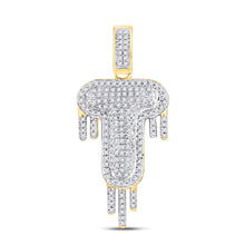 Load image into Gallery viewer, 10kt Yellow Gold Men&#39;s Diamond Dripping Letter Charm Pendant - 1/2 Cttw product  Top View from Splendid Jewellery
