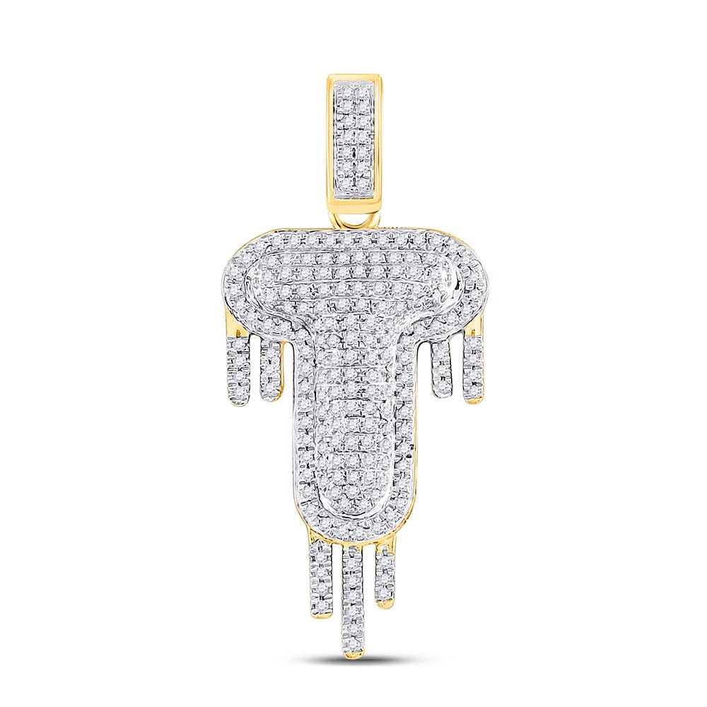 10kt Yellow Gold Men's Diamond Dripping Letter Charm Pendant - 1/2 Cttw - Splendid Jewellery